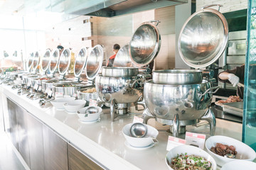 Selective focus point on catering buffet food in luxury hotel
