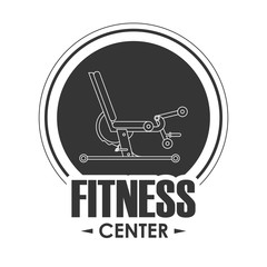 Healthy lifestyle and Fitness concept represented by machine icon over seal stamp. Isolated and flat illustration.