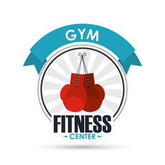 Healthy lifestyle and Fitness concept represented by red boxing gloves icon. Colorfull and flat illustration.
