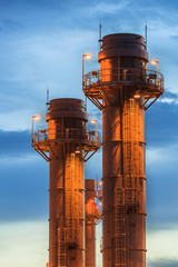 Double towers at stream power plant