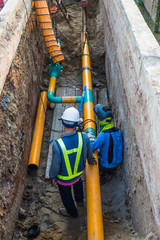 Working construction gas pipeline underground
