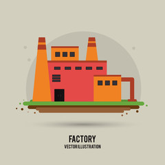 Plant building chimney factory industry icon. Flat and Colorfull illustration. Vector graphic