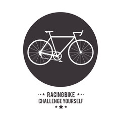 bike cycle bicycle racing challenge yourself icon. Seal stamp silhouette Black and White illustration. Vector graphic