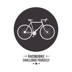 bike cycle bicycle racing challenge yourself icon. Seal stamp silhouette Black and White illustration. Vector graphic