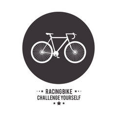 bike cycle bicycle racing challenge yourself icon. Seal stamp silhouette Black and White illustration. Vector graphic