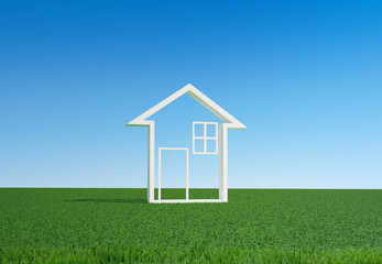 house symbol on green grass