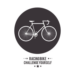 bike cycle bicycle racing challenge yourself icon. Seal stamp silhouette Black and White illustration. Vector graphic