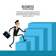 Businessman steps man male suitcase business icon. Colorfull and flat illustration. Vector graphic