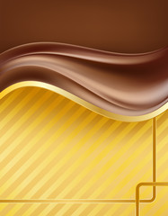 chocolate creamy waves over golden background with border
