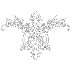 Black and white floral ornamental pattern. Vector illustration.
