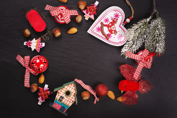 Christmas or new year frame with xmas decorations