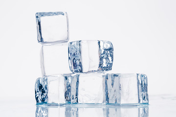 Ice cubes on table