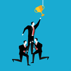 Fototapeta premium Teamwork to be a winner. Cooperation or teamwork concept illustration.