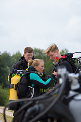 Obraz premium dive training in open water Europe beginner course
