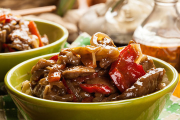 Chinese sticky pork sirloin roasted with a sweet and savory sauc