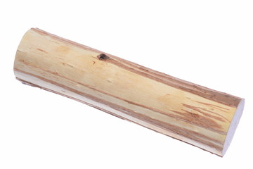 Cut log willow tree isolated on white background