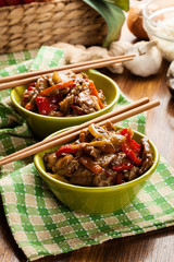 Chinese sticky pork sirloin roasted with a sweet and savory sauc