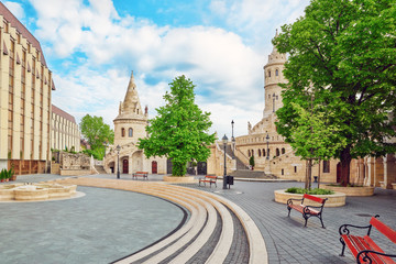 View on the Old Fishermen Bastion in Budapest at morning time. H