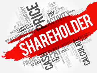 Shareholder word cloud collage, business concept background