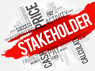 Stakeholder word cloud collage, business concept background