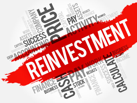 Reinvestment word cloud collage, business concept background