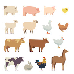 Farm animals vector flat icons