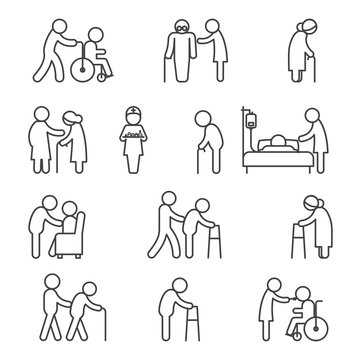 Disabled nursing and healthcare icons