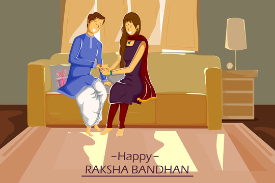 Brother and Sister tying Rakhi on Raksha Bandhan