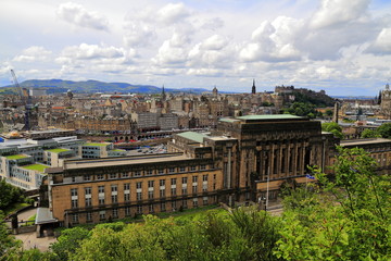Fototapeta premium A view over Edinburgh from Calton Hill, Scotland