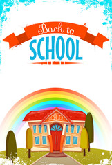 Back to school cartoon poster. Vector illustration.