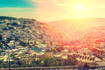 Old city Jerusalem at sunset