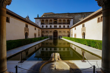 Nasrid Palace - Court of the Myrtles in Alhambra in Granada, Spa