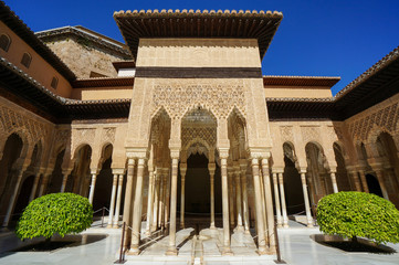 Nasrid Palace - Court of the Lions in Alhambra in Granada, Spain