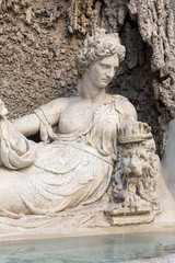Fototapeta na wymiar Four Fountains is a group of four Late Renaissance fountains in Rome, Italy. The figure of one fountain represent the goddess Juno