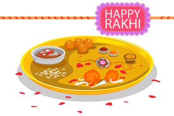 Puja Plate with Rakhi and sweet for Raksha Bandhan
