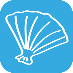 Handgezeichnetes Muschel-Icon auf blauem Hintergrund