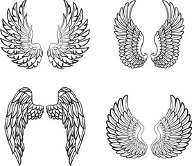 Cartoon angel wings collection set - 117427173