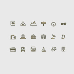 trip travel icon set