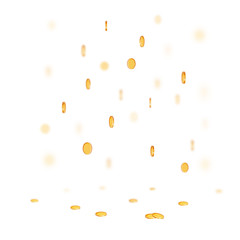 Vector rain of blured coins on white background.