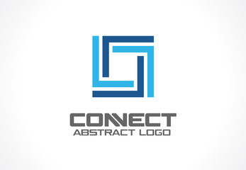 Abstract logo for business company. Corporate identity design element. Industry, finance, bank logotype idea. Square group, network integrate, technology interaction concept. Color Vector connect icon