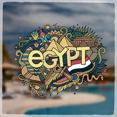 Egypt hand lettering and doodles elements background