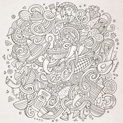 Fototapeta premium Cartoon cute doodles Mexican food illustration