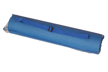blue yoga mat isolated on white