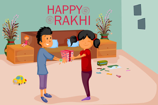 Brother and Sister tying Rakhi on Raksha Bandhan Stock Vector | Adobe Stock