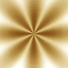 polished gold metal with rays background