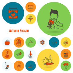 Set of Flat Autumn Icons