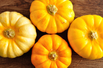 A group of autumn mini pumpkins