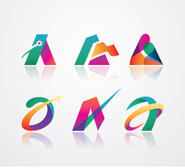 Abstract Colorful A Logo - Set of Letter A Logo