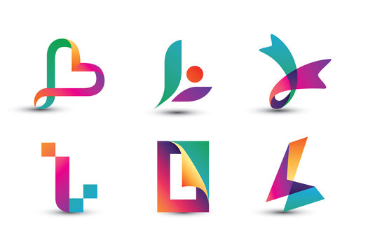 Abstract Colorful L Logo - Set of Letter L Logo