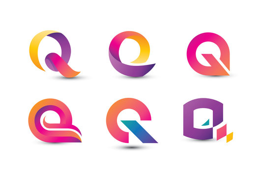 Abstract Colorful Q Logo - Set of Letter Q Logo